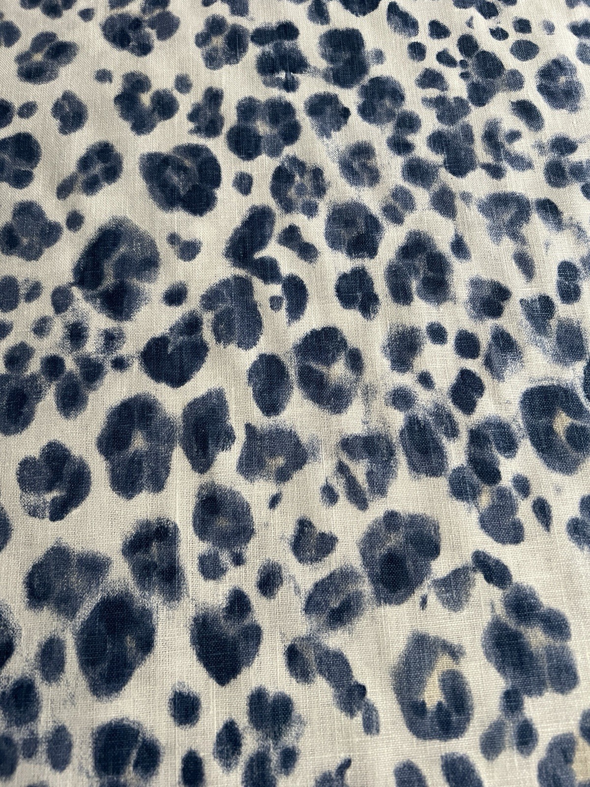 Fabric Thibaut PANTHERA Navy 100% Linen Printed Sold as 7 Continuous Yards New