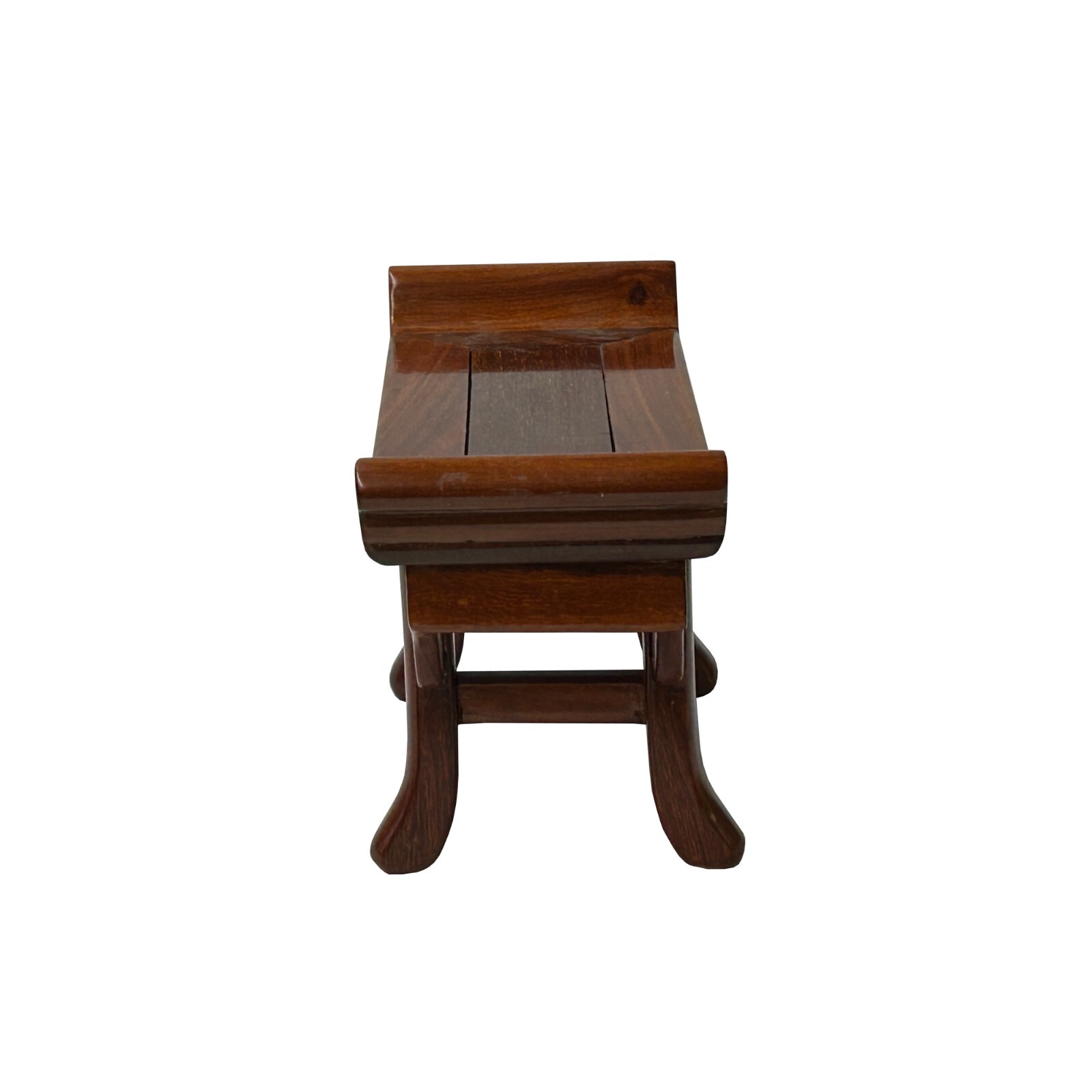 8″ Chinese Light Brown Altar Point Edge Shape Accent Wood Display Stand st1207