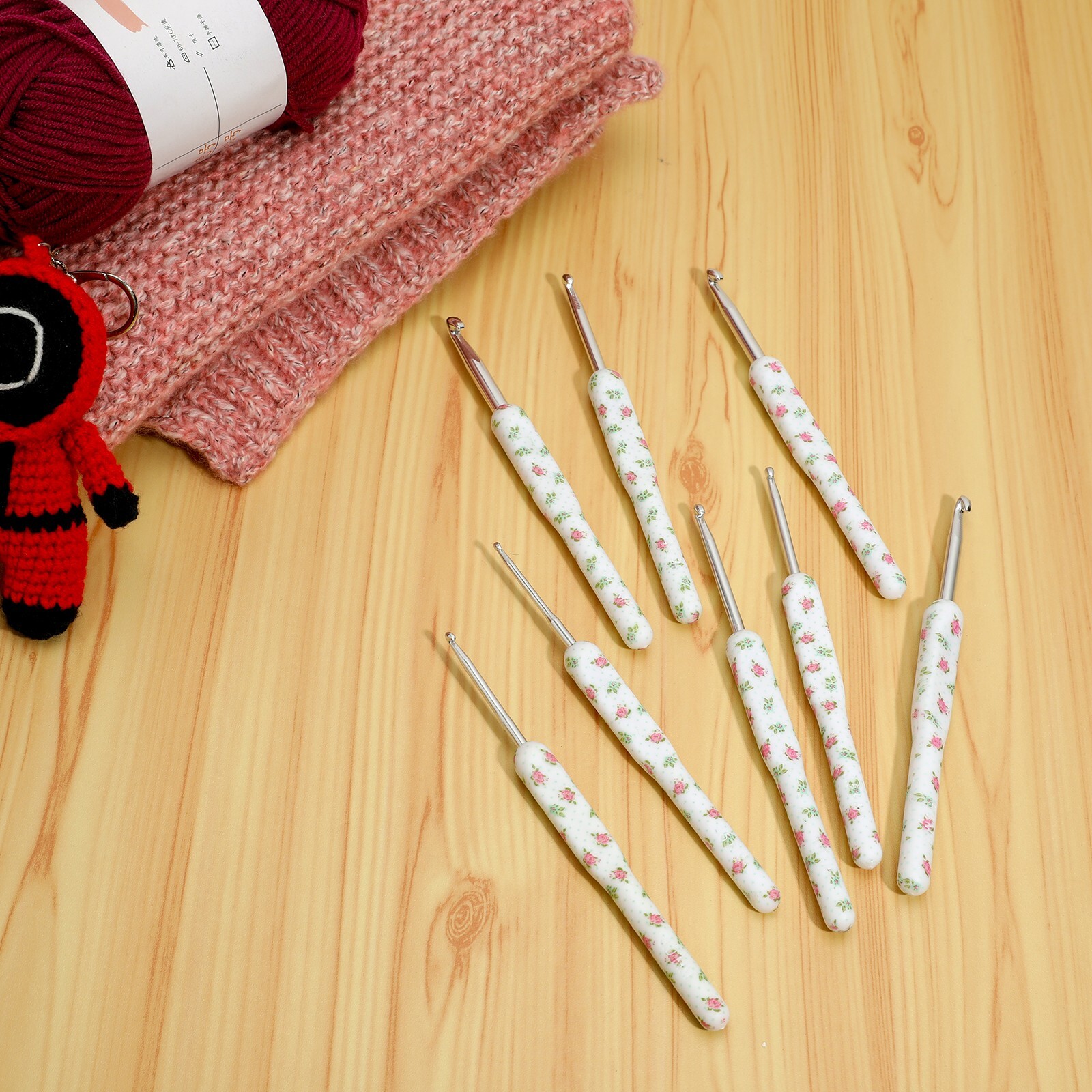 8PCS Knitting Needles Set Ergonomic Grip Crochet Hook Soft Handle Home