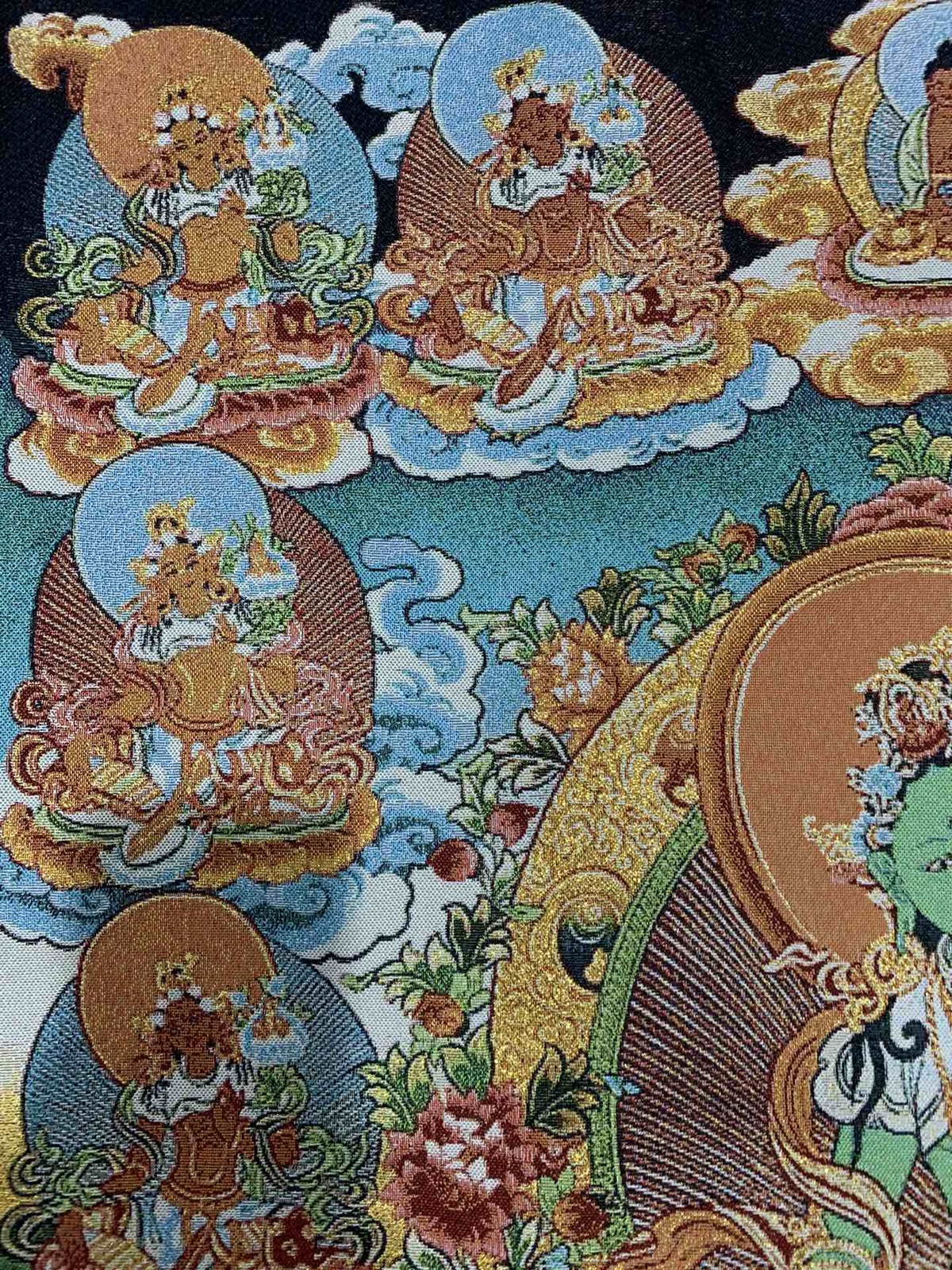 36″Tibet Tibetan Cloth Silk Buddhism Green Tara Guanyin Tangka Thangka Mural 21