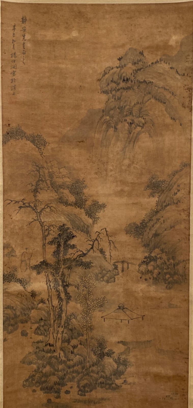 Chinese Hanging Scroll Painting, depicting a mountain landscape scenery