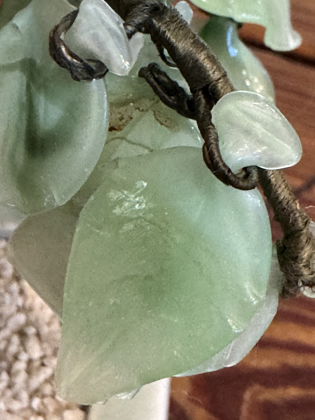 Antique Serpentine Jade and Semi Precious Stone Handcrafted Japanese Bonsai Tree