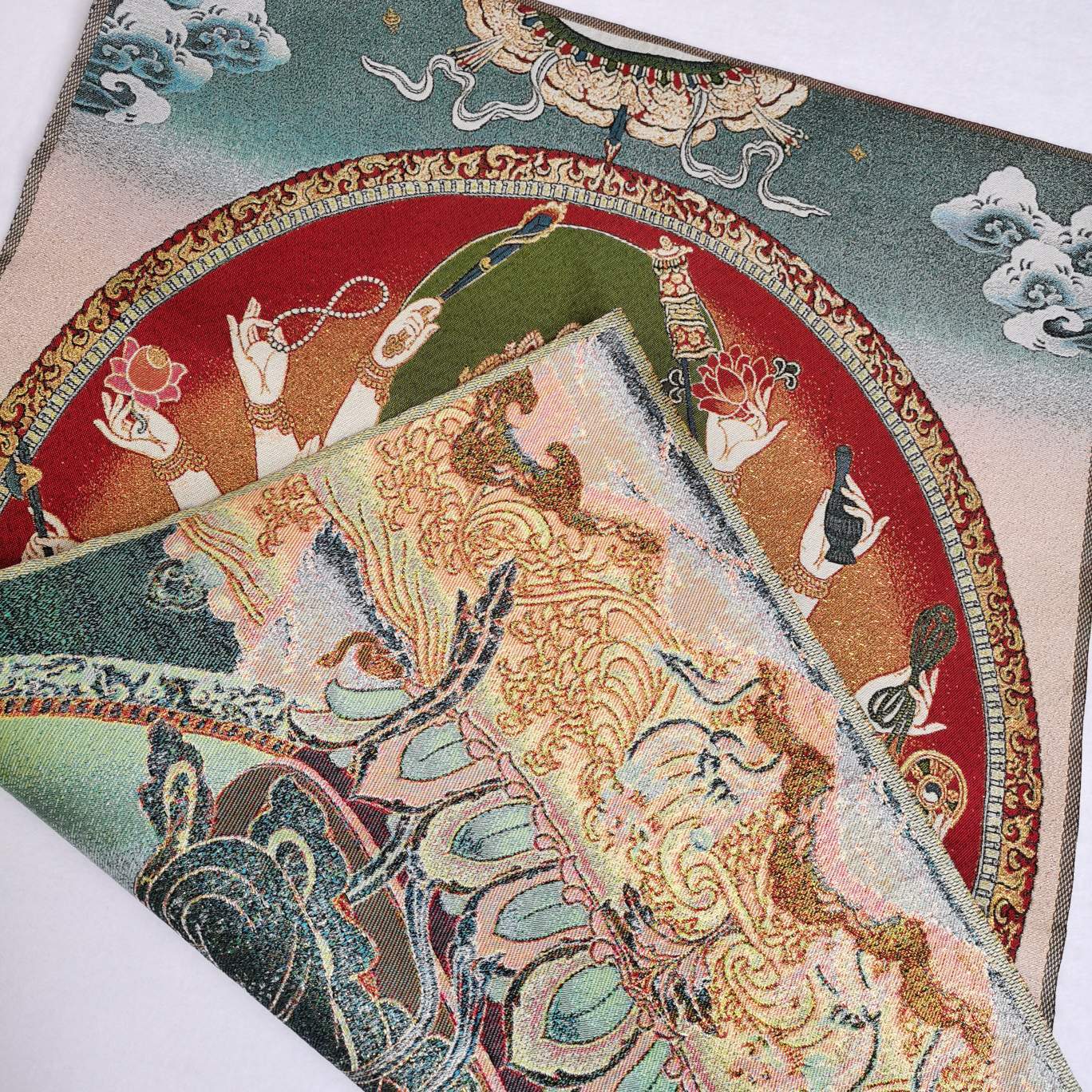 36″ Tibet Tibetan Cloth Silk 1000 Arms Guanyin Bodhisattva Tangka Thangka Mural1