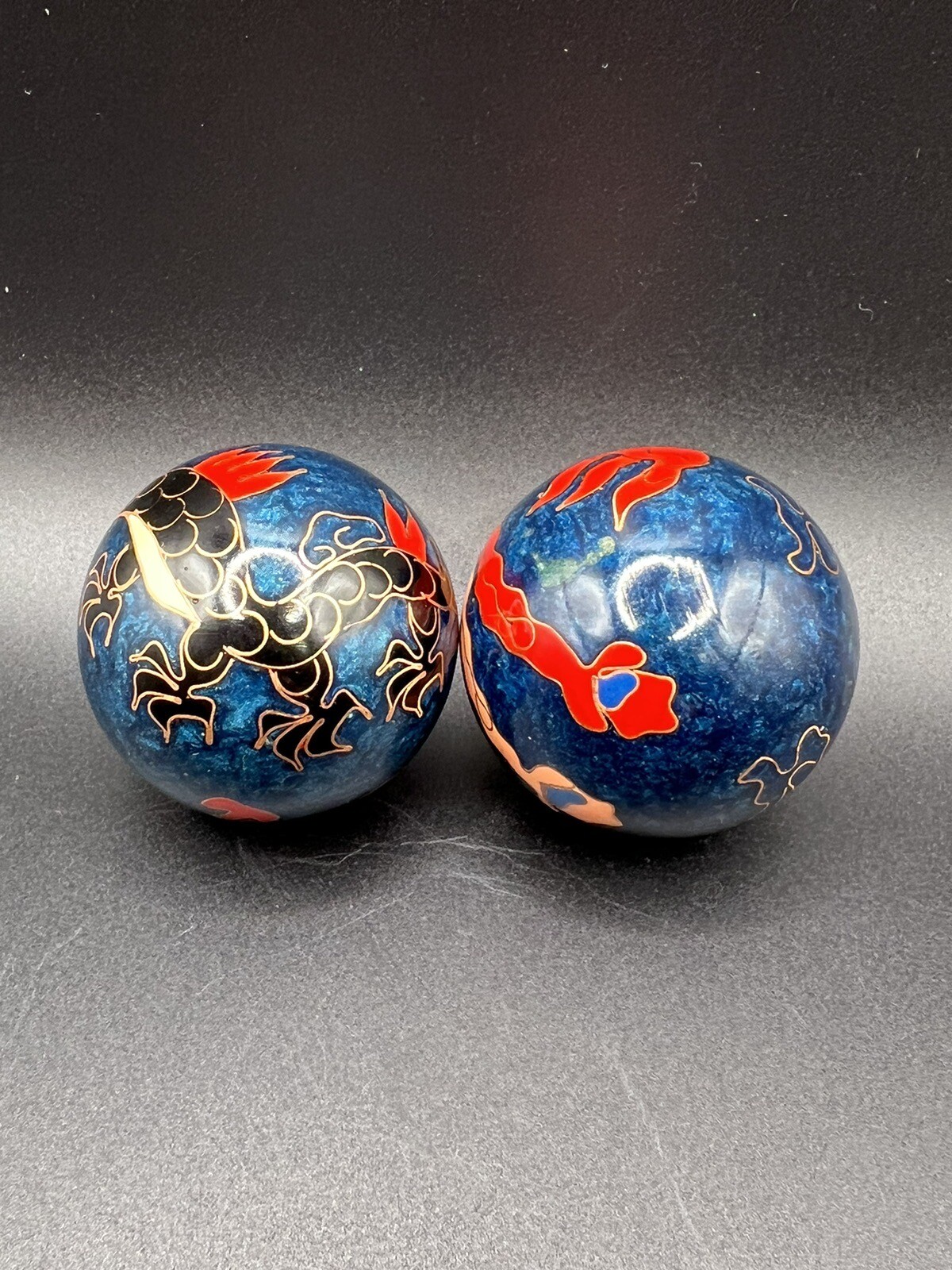 Vintage 1980’s Ben-Wa Meditation Relaxation Chiming Balls Enamel Dragon Phoenix