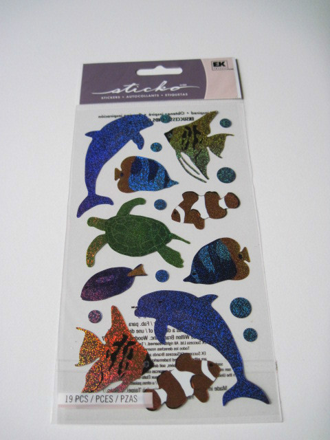 Crafts Stickers Sticko Shimmery Sea Life Animals Dolphins Turtle Fish Bubbles