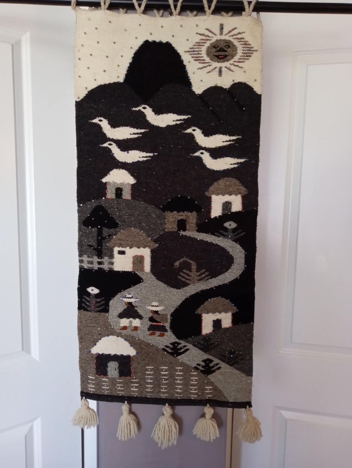 Artisanal Wall ART, Home Decor, Handmade, 100 p.Wool, Rare, Handmade In Ecuador