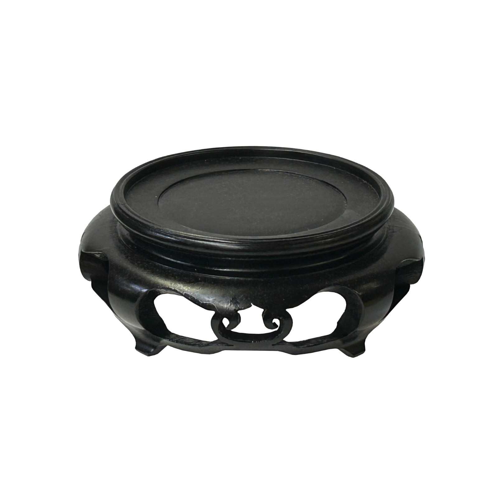 6″ Chinese Black Wood Round Legs Table Top Stand Display Easel Riser ws3983