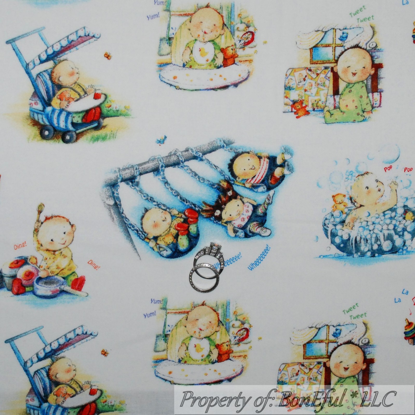 BonEful Fabric Cotton Quilt VTG Boy Girl Unisex Nursery Scenic Baby Art Print UK
