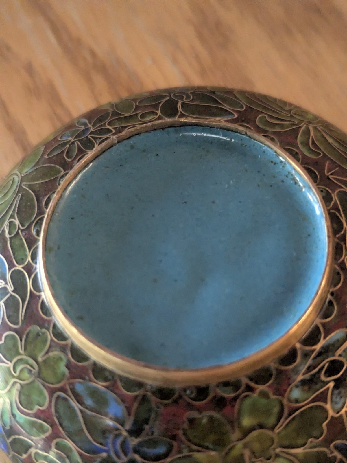 Vintage Chinese Ashtray 5″ Enamel Blue Cloisonné Gold