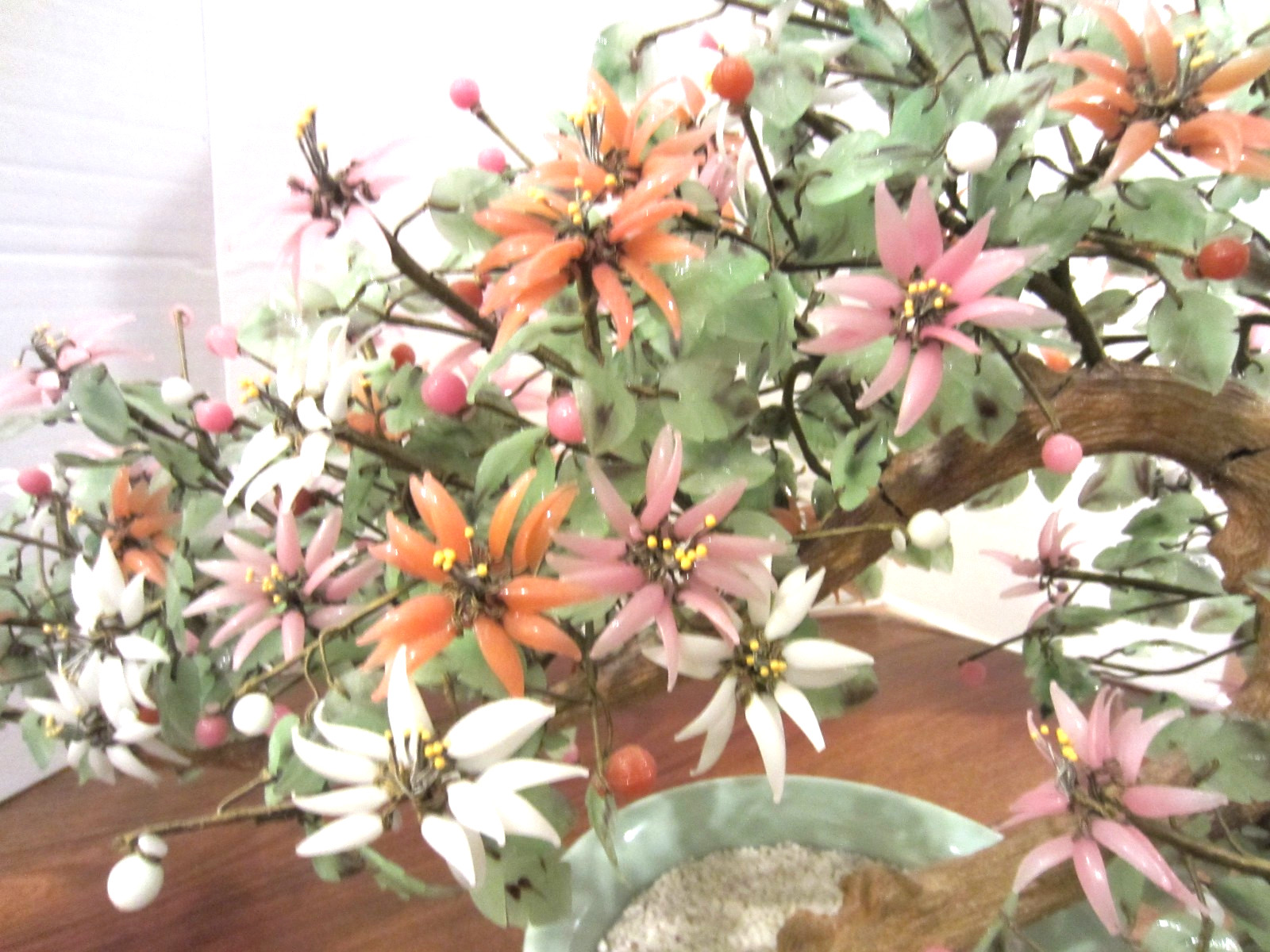 spectacular vintage multi-color flowering glass bonzai tree 31 ” long