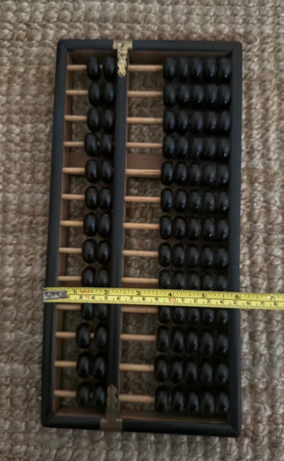 Vintage Chinese Lotus Flower Brand Wood Wooden Abacus Brass Accents 12″x6″