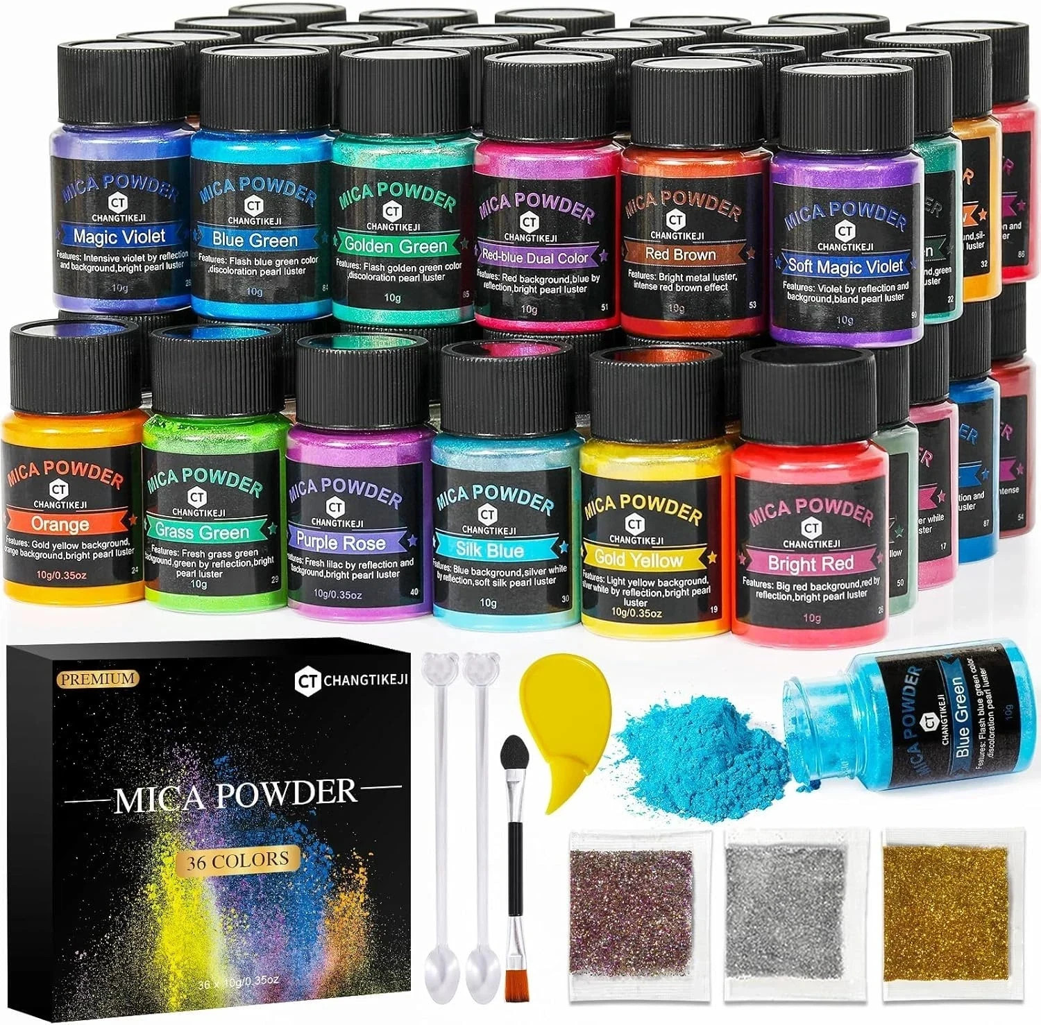 36 Colors – 10G/Bottle of Natural Pigment Powder for Epoxy Resin