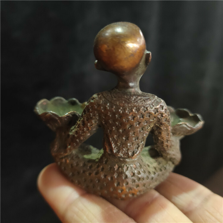 Collection Incense Sticks Antique Old Patina Copper Little Monk Buddha Ornaments