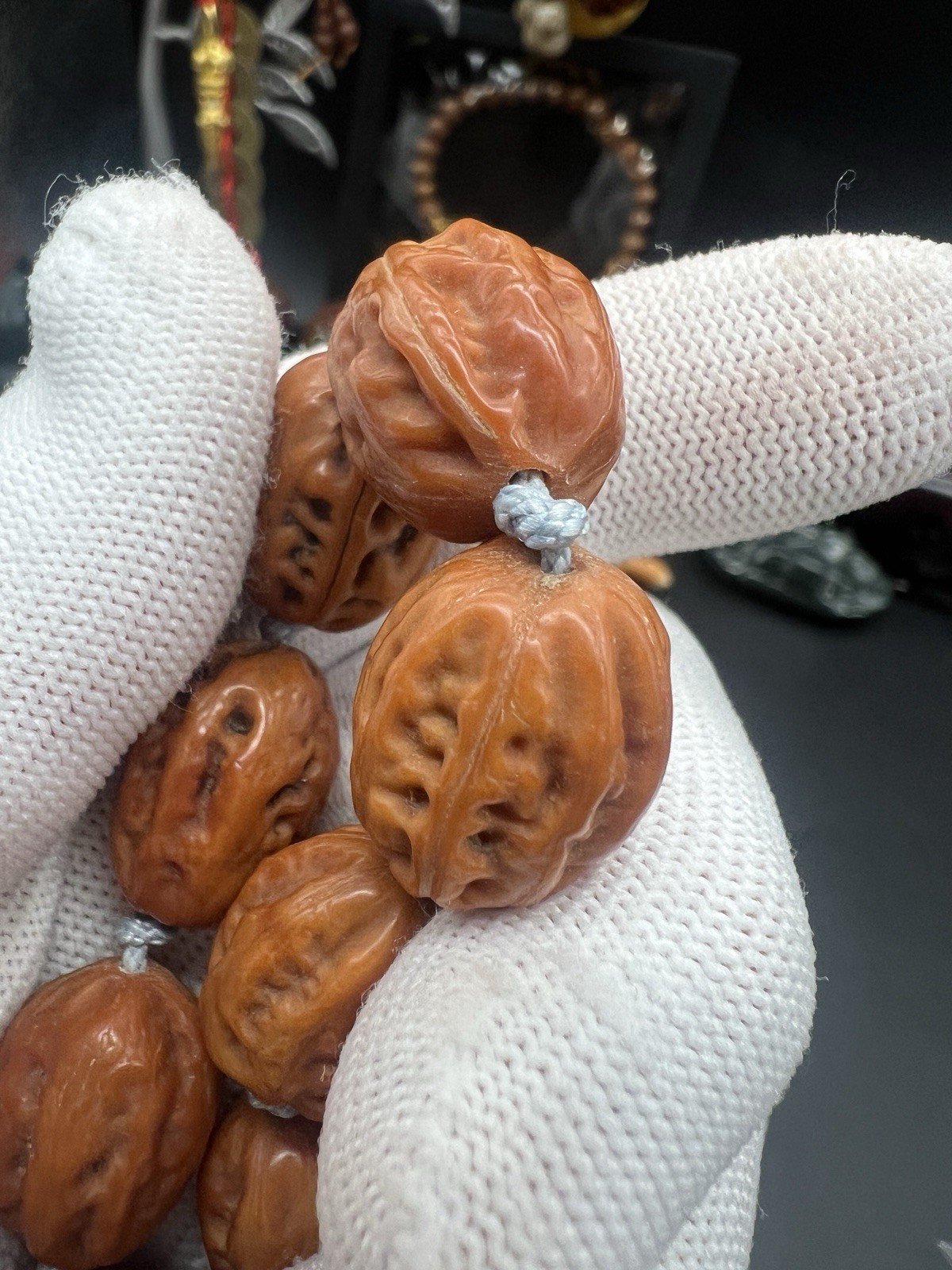 15×15×19.5mm Chinese Jujube-Shaped Small Walnut Collection Necklace 36颗野生小秋子枣珠脖挂
