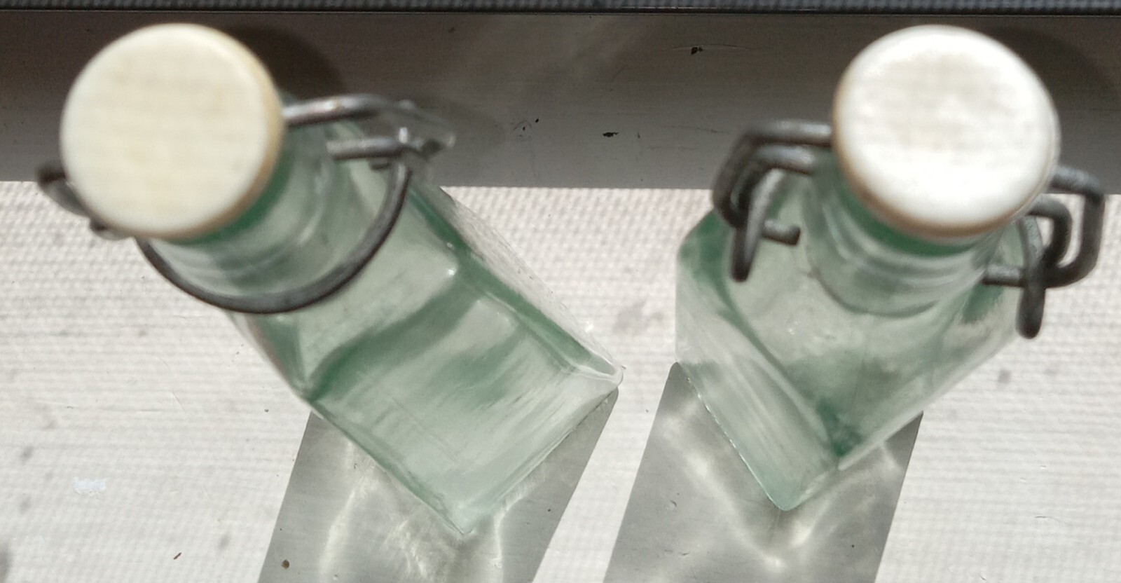 1970’s/1980’s Vintage Asian Clear Glass Soy Bottles With Tops (2)