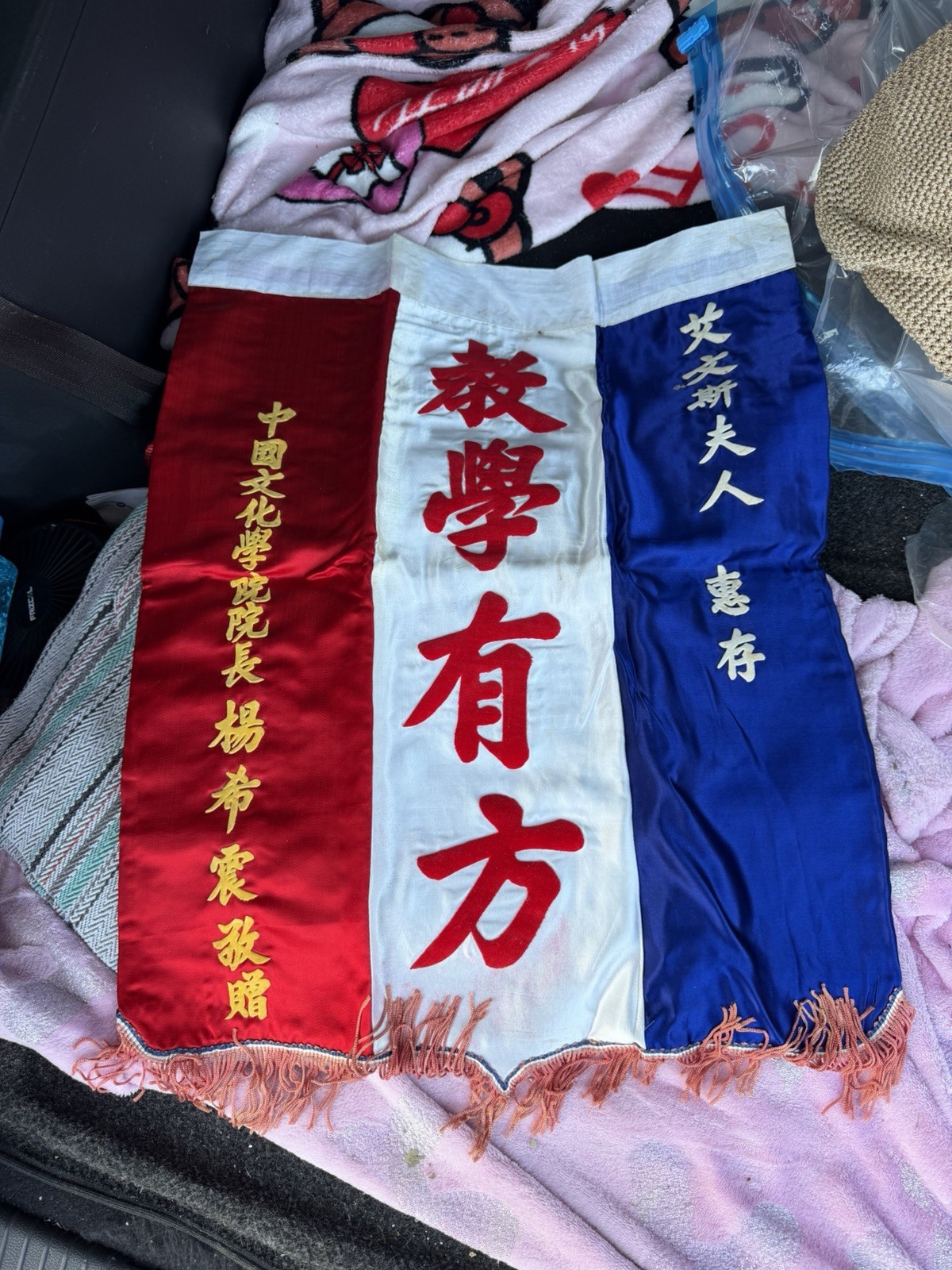 Vintage Chinese 1950’s Silk Presentation Banner Taiwan