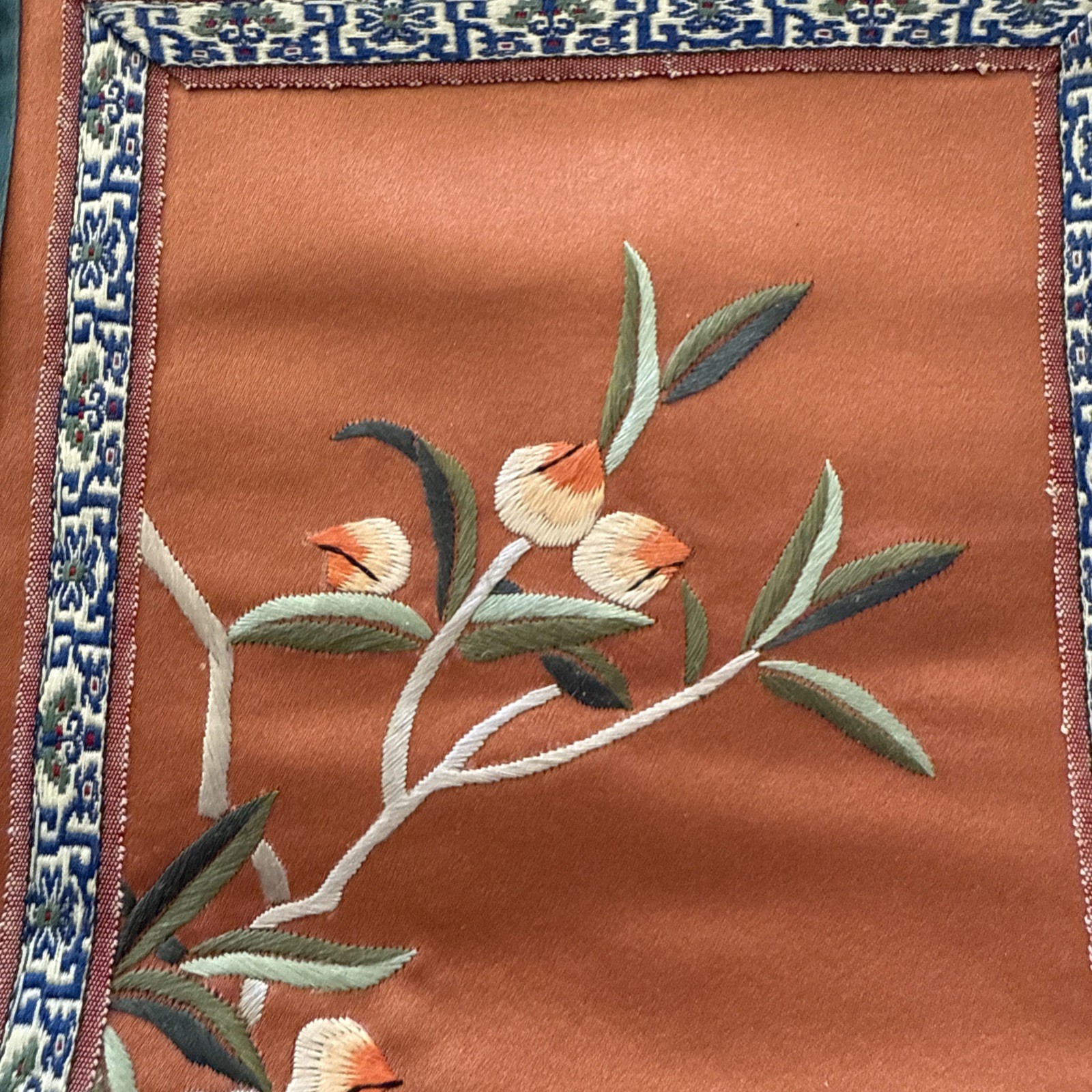 VTG Chinese Embroidered Silk Tapestry Panels Set 3 Birds & Flowers 17”x9.5”& 11″