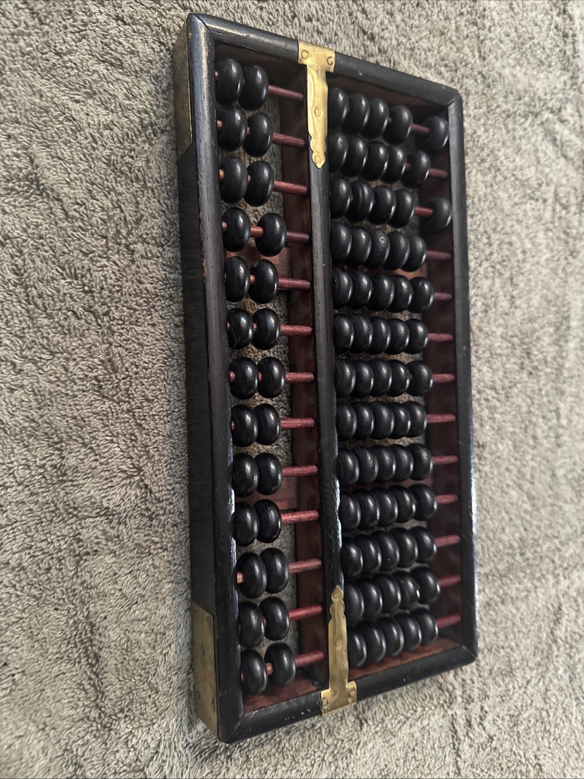 Abacus w/ Brass Accents, Vintage Chinese Wood 11″x5 1/2 “