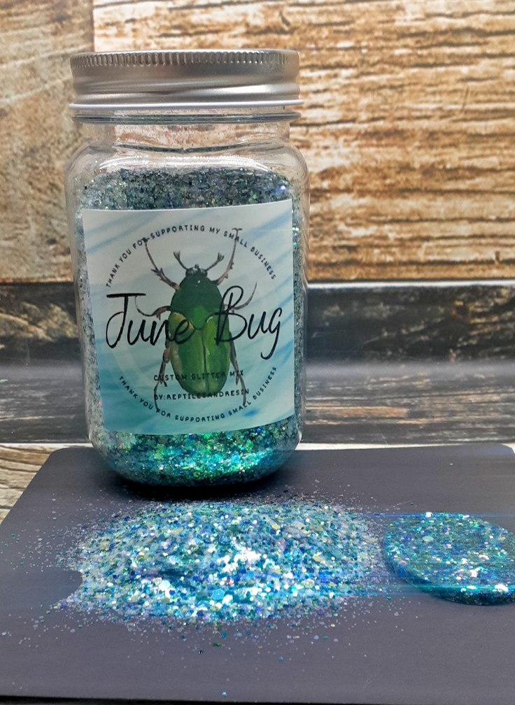 June bug sparkling Glitter Mix (2oz) by ReptilesAndResin glitter