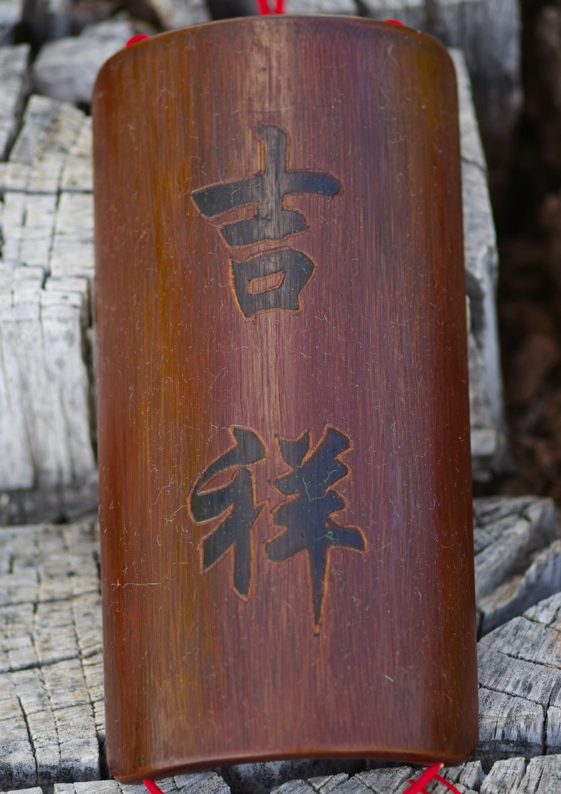 Oriental Chinese Bamboo Wall Calligraphy Good Fortune Wishes Set of 2