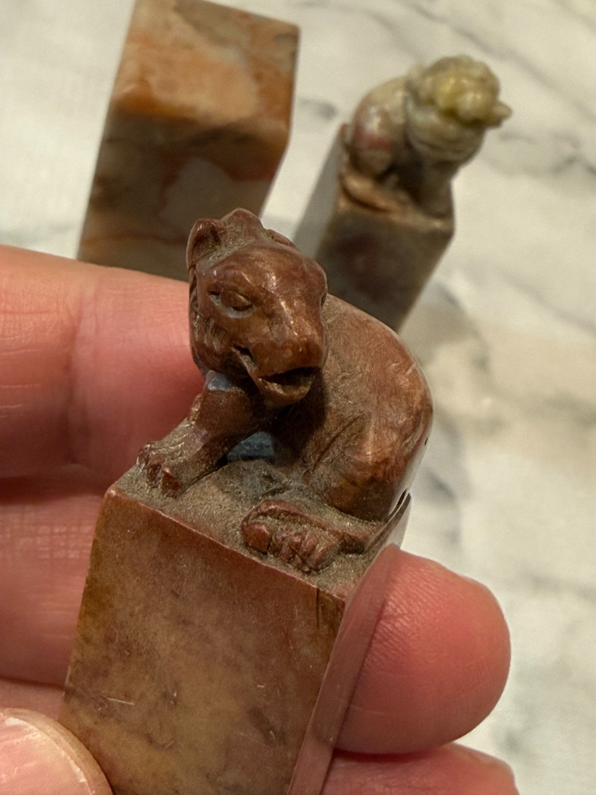 Group of 3 Vintage Chinese Carved Soapstone Chops Seals