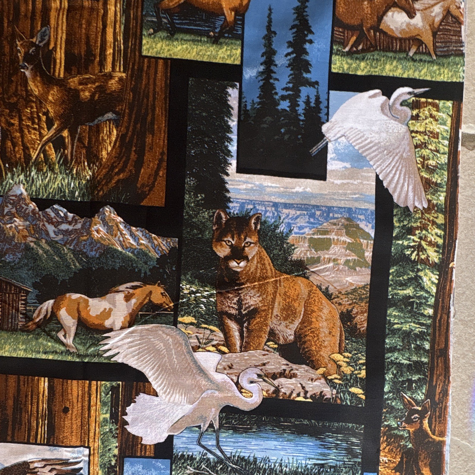 Wildlife Animal Print Cotton Fabric Remnant 43″ x 36″ double in length