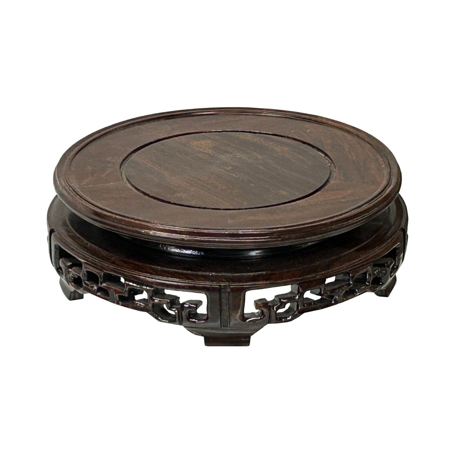6.5″ Oriental Brown Open Motif Wood Round Table Top Display Stand Riser st1044