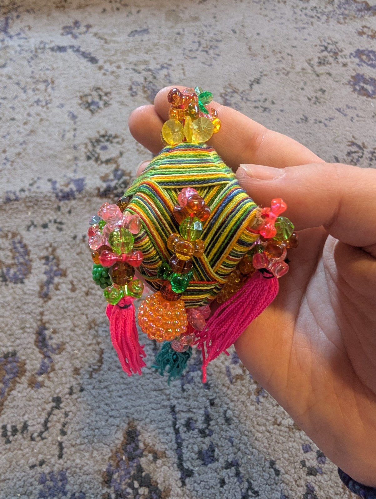Colorful Asian Tassel Bead String Hanging Ornament Pink Blue Green Yellow