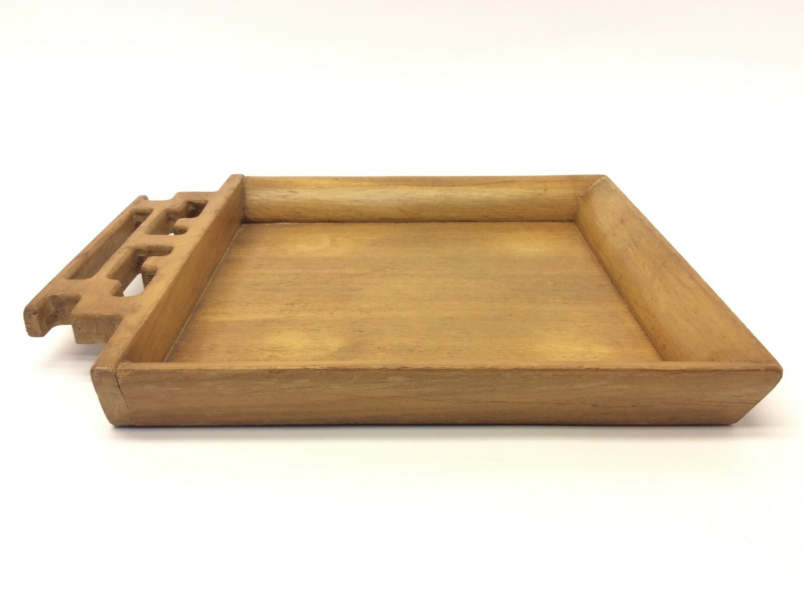 Blonde Wood Chinese Drawer Sorting Tray Curved Edge Decorative