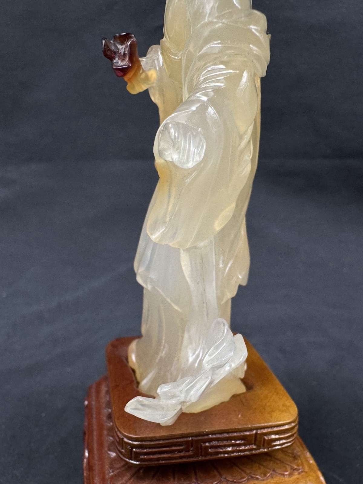 Chinese Carved Agate Stone Lady Sculpture, 4.5″