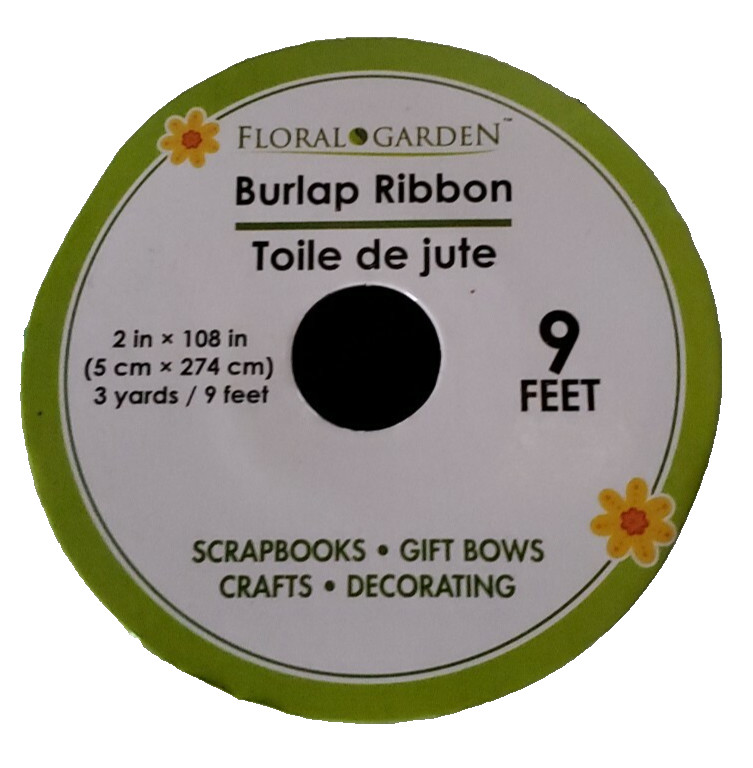 Light Green Burlap Jute Wired Ribbon 9 Feet/ 3 Yards 2 Inches Wide-NEW-SHIP 24HR