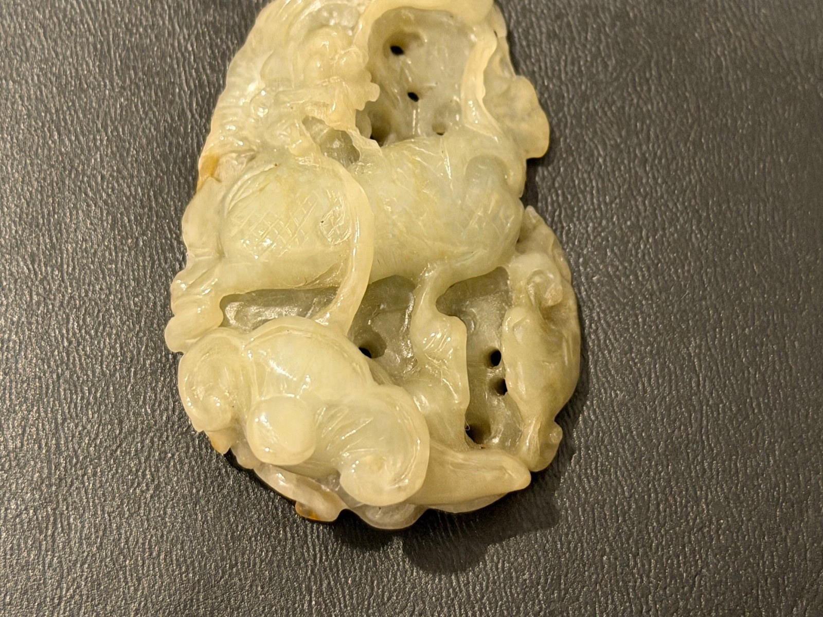 Chinese Unknown Age Hardstone Possibly Jade Carved Pendant Mythical Beast