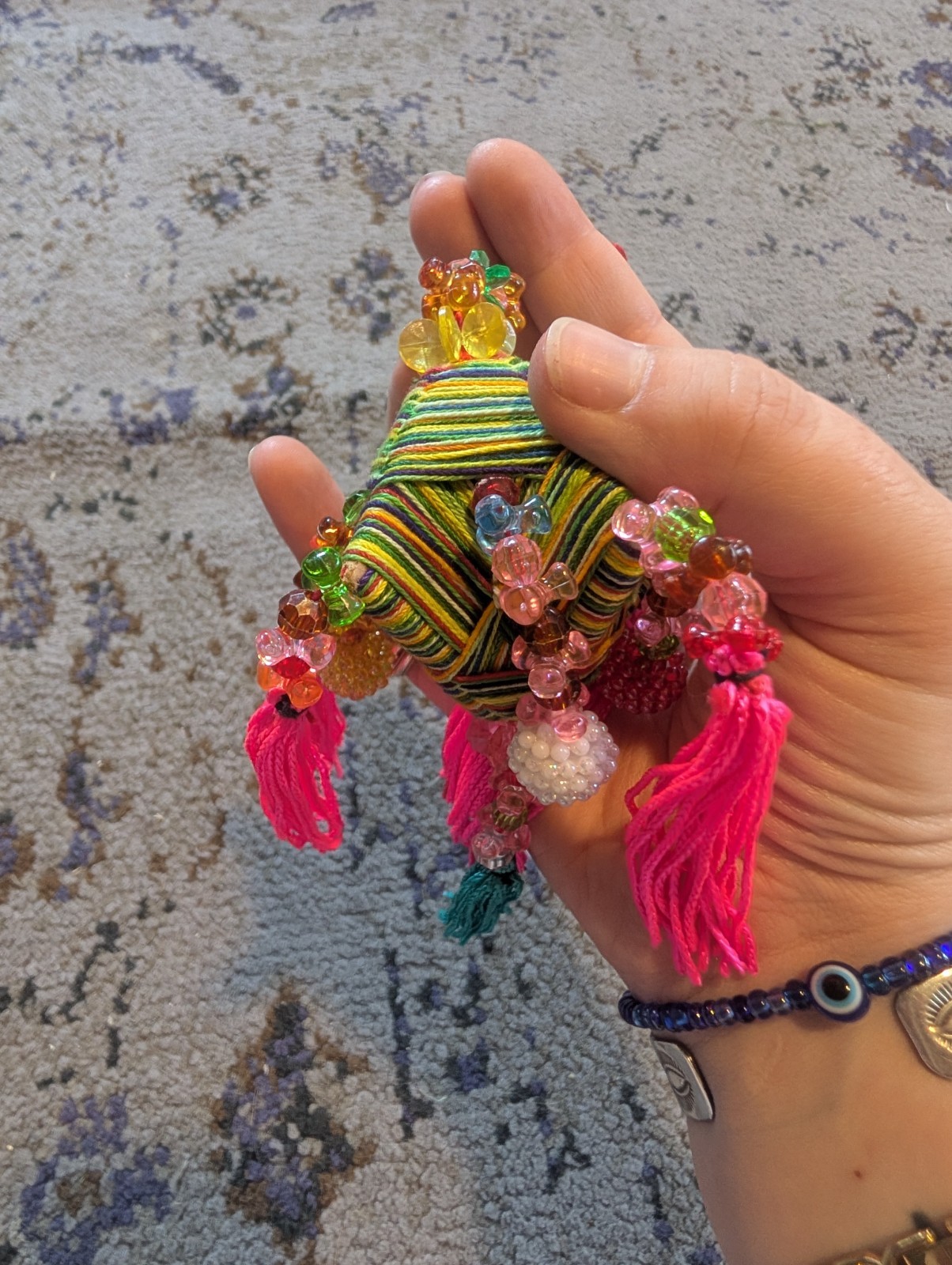 Colorful Asian Tassel Bead String Hanging Ornament Pink Blue Green Yellow