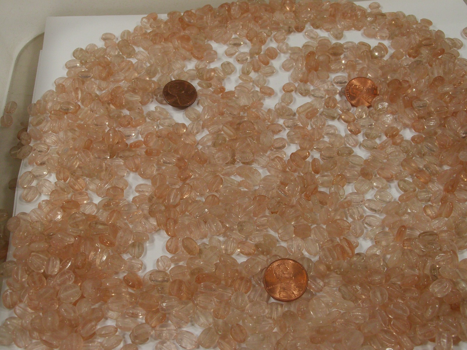 2 Pounds (3mm x 7mm x 9mm) Peach Handmade Glass Beads Wholesale Bulk (NTP-2) ⭐