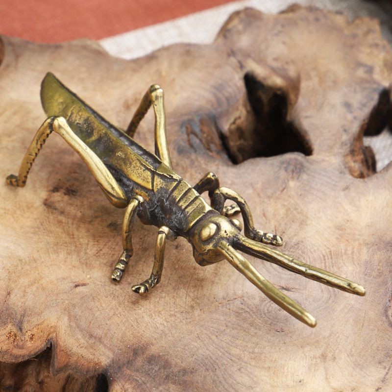 Brass Locust Ornament Vintage Copper Tea Pet Desktop Decor Collectible