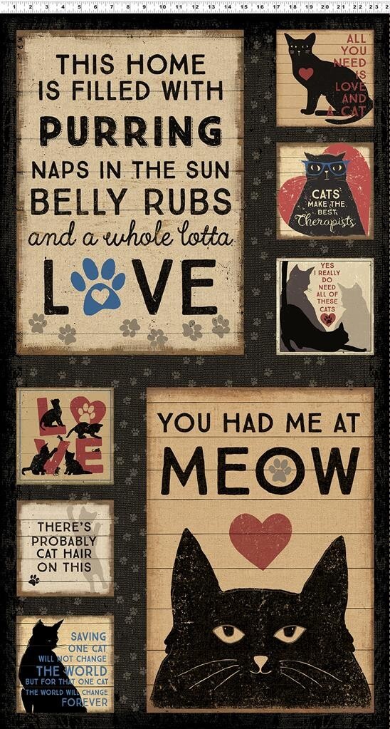 24″ X 44″ Panel Cats Pets Kittens Purrfection Cotton Fabric Panel (D381.53)