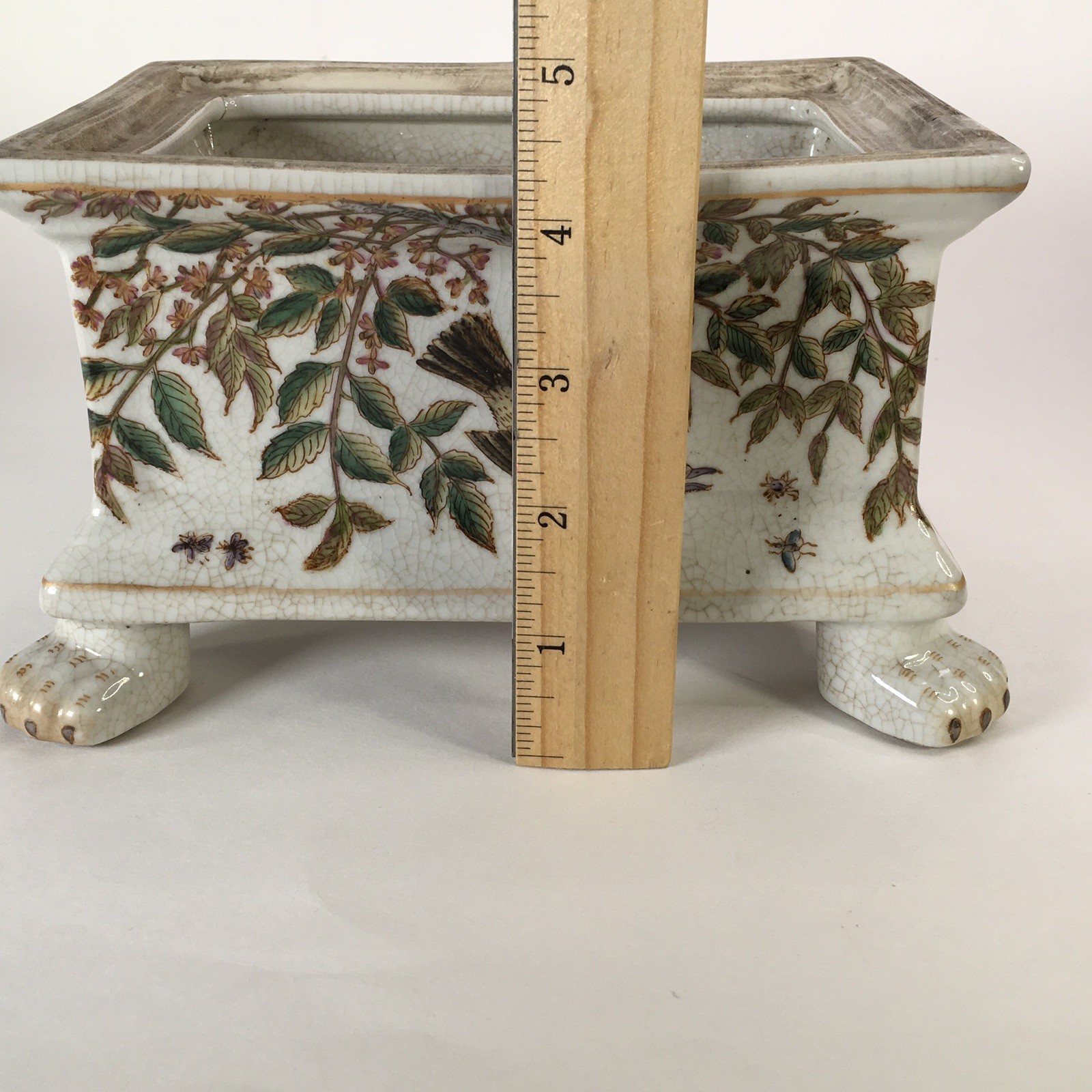 Vintage Hua Ping Tang Zhi Porcelain Chinese Bird Trinket Box Hand Painted