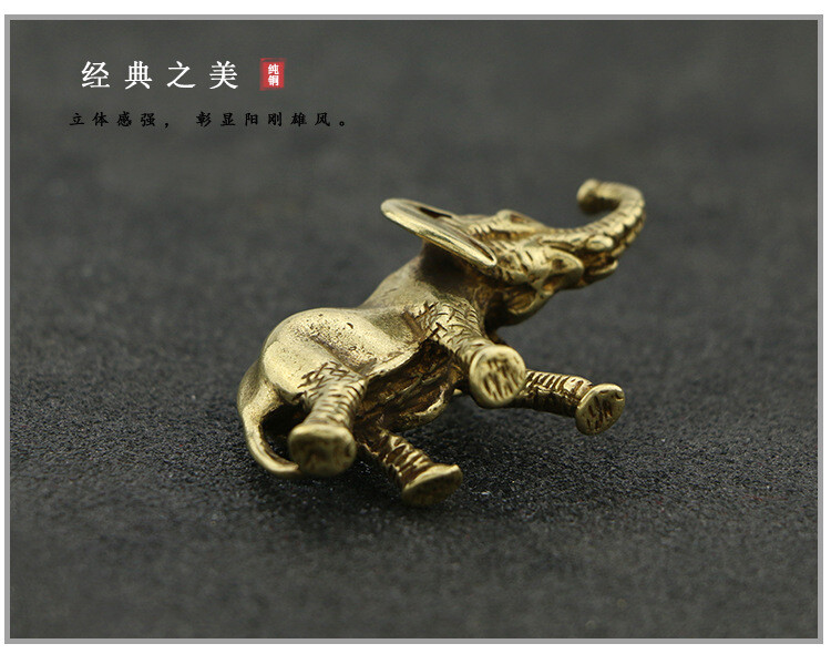 Antique Solid Pure Copper Mini Elephant Ornaments Tea Pet Desktop Ornaments Coll