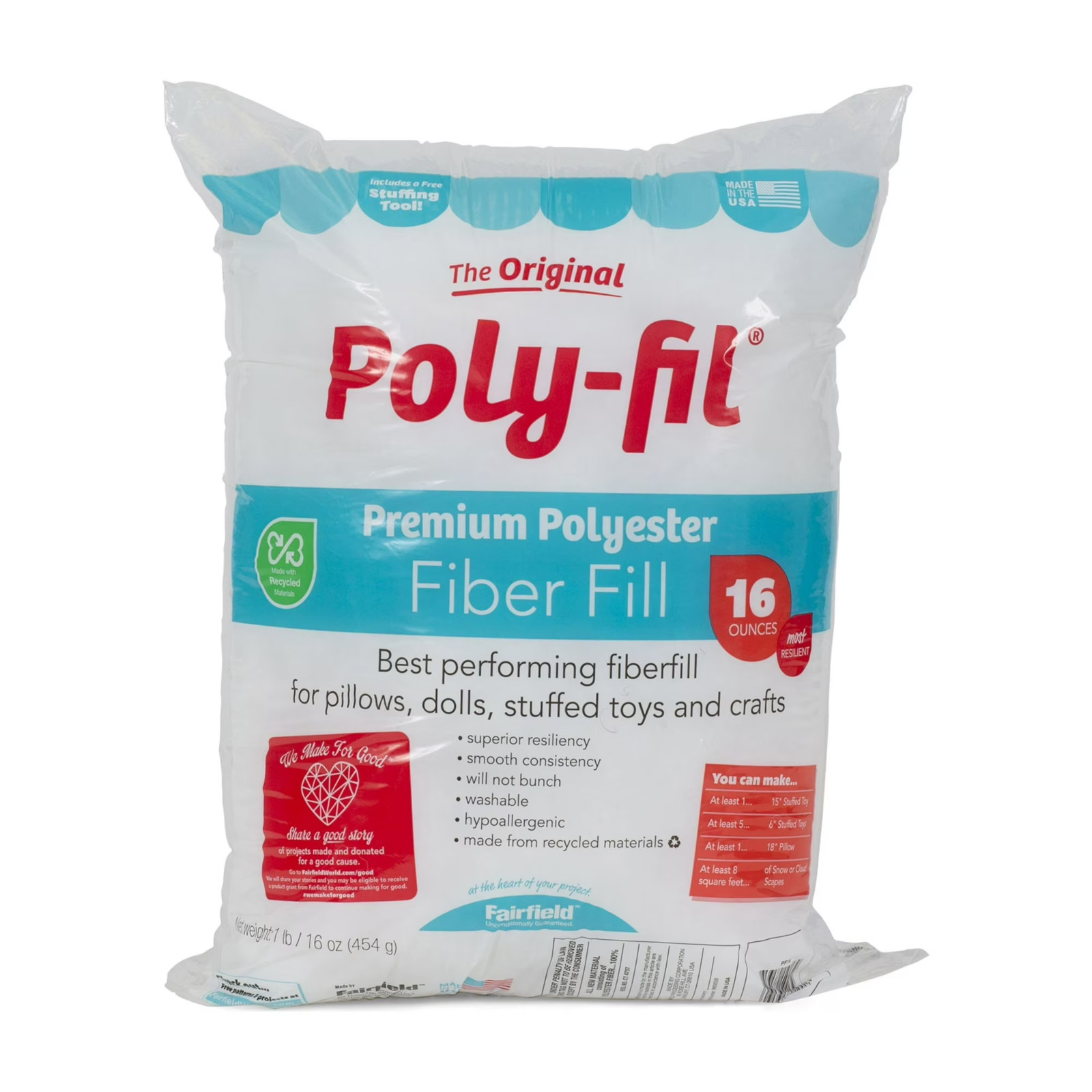 Polyfill Stuffing Polyester Fiber Pilow Stuff Fill Crafts Sewing Washable 3 PACK