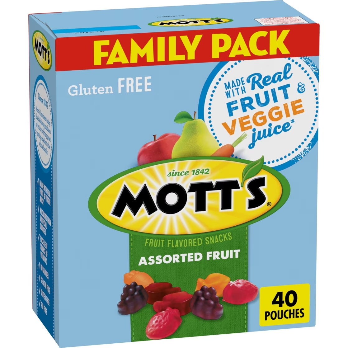 Mott’s Fruit Flavored Snacks, Assorted Fruit, Gluten Free Snack, Family Pack, 40
