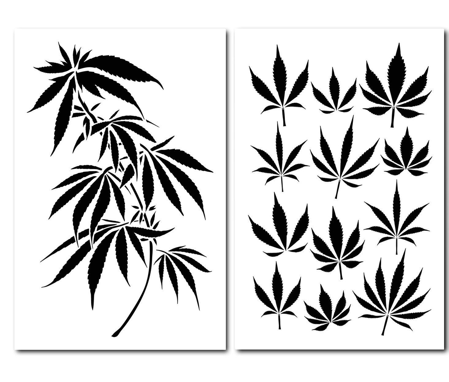 2PK Painting Stencils Camouflage Airbrush Craft cannabis Marijuana Pot leaf CAMO