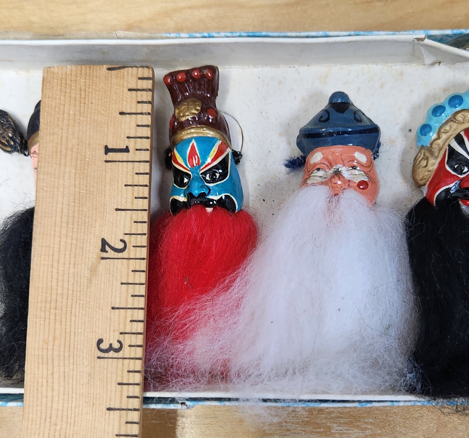 Vintage Chinese Opera Miniature Finger Puppets Boxed Set 12 Hand Painted Lianpu