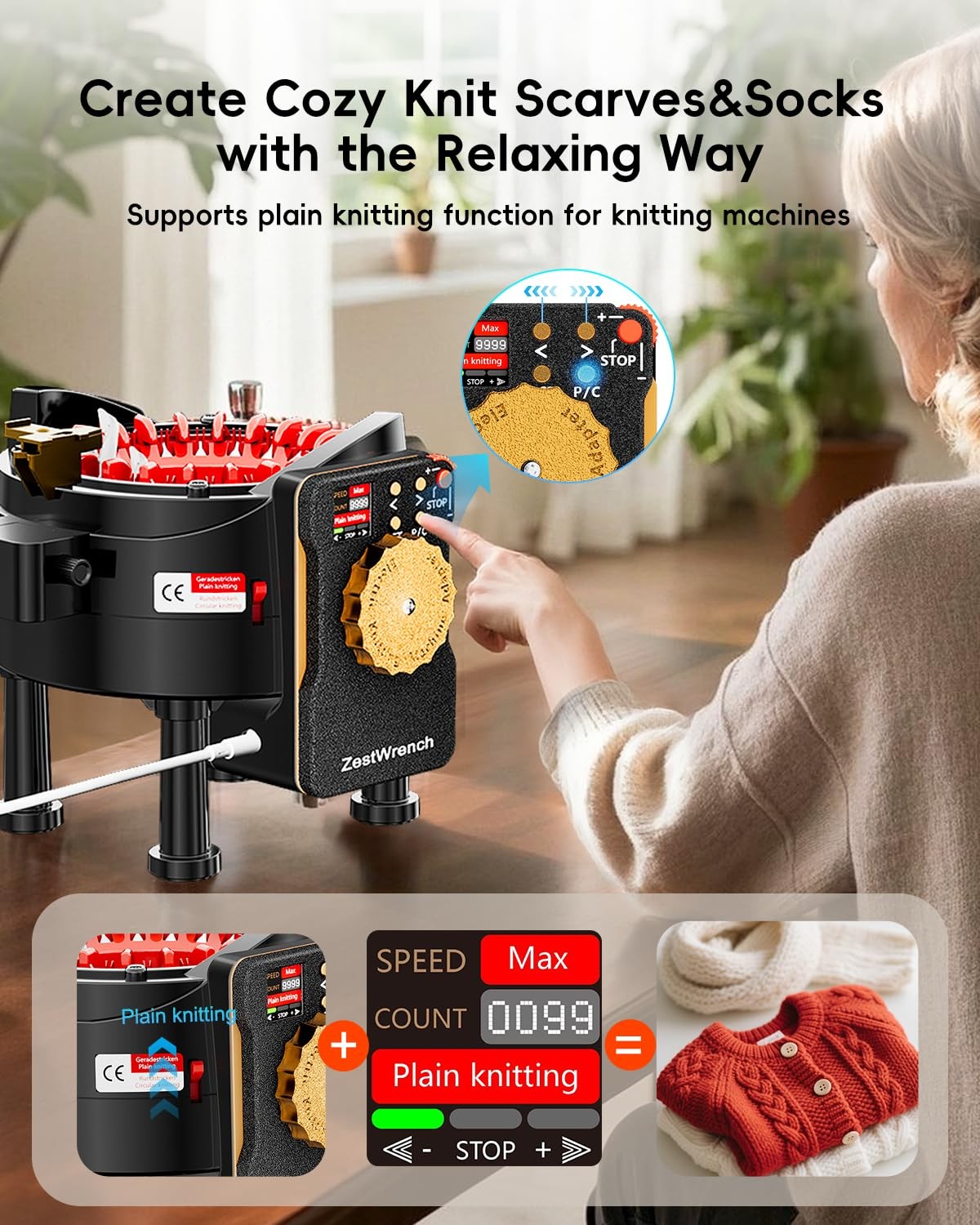 ZestWrench Electric Knitting Machine Adapter for Addi Express black red