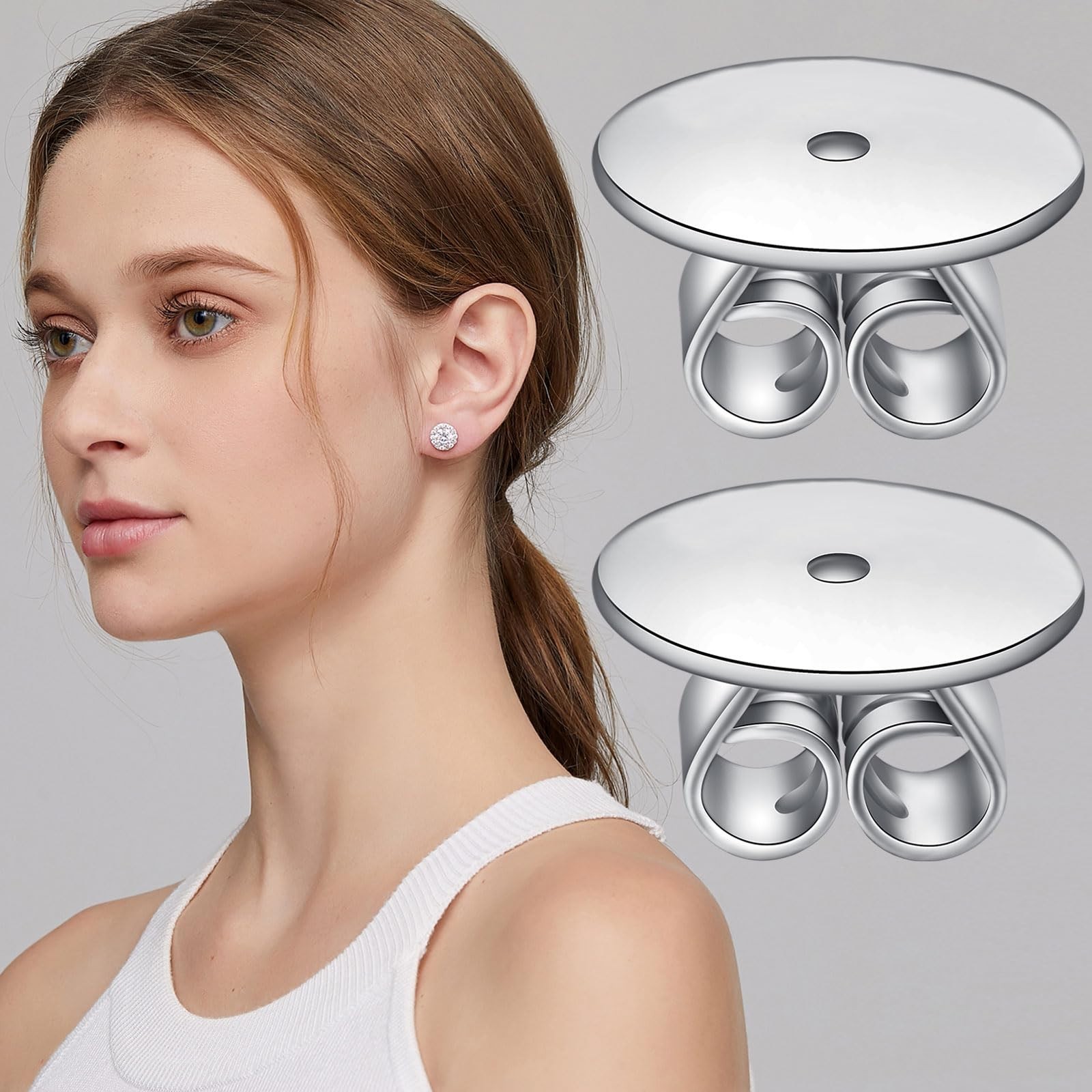 Large Locking Earring Backs Replacement for Studs – 925 Sterling Silver Lifters
