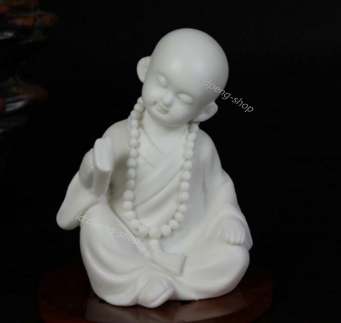 3.6″ Chinese White Porcelain Ceramics Read A Book Little Monk Figurine Statue