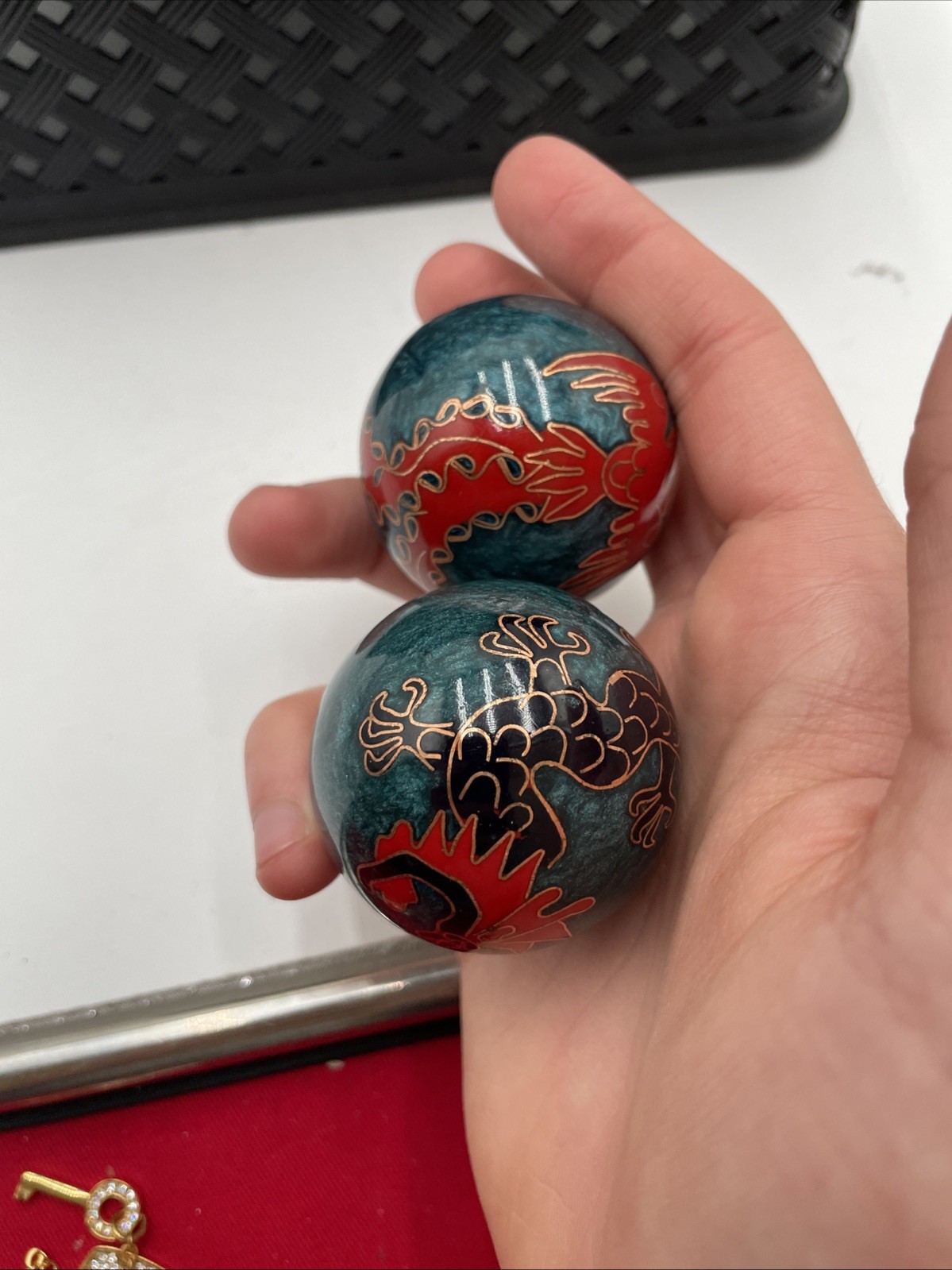 Vintage Shouxing Chinese Baoding Bals w/ Chime Dragons