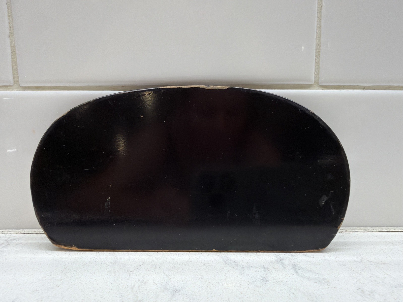 Vintage Antique Chinese Wooden Crumb Pan Tray Wood Scraper Set Black Lacquer