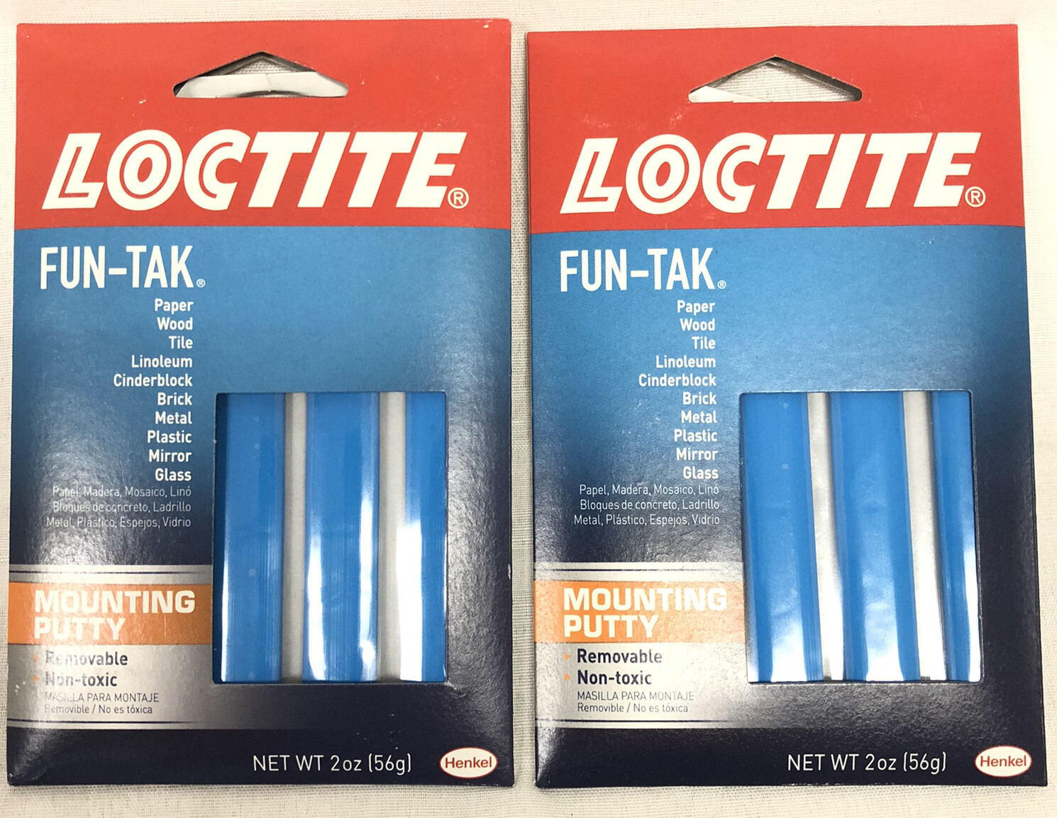 2 Packs of Loctite Fun-Tak Mounting Putty New 2oz Each Removable Non-Toxic
