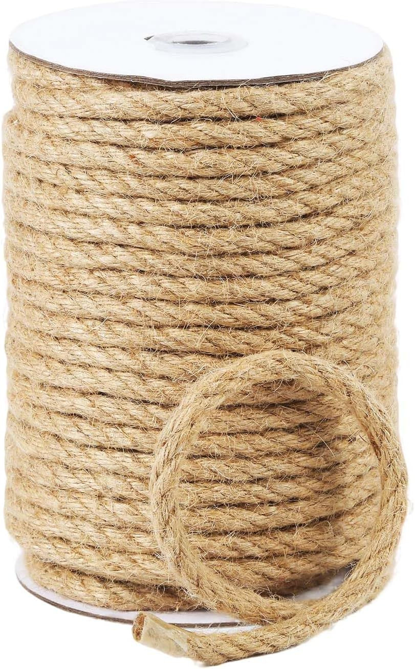 8MM x 100FT Natural Jute Twine Heavy Duty for Cat Scratching Post DIY