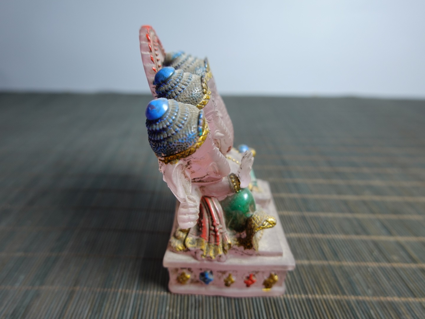 4.3″ Collect China Coloured Glaze Painted Buddhism Panchamukha Ganesha Statue